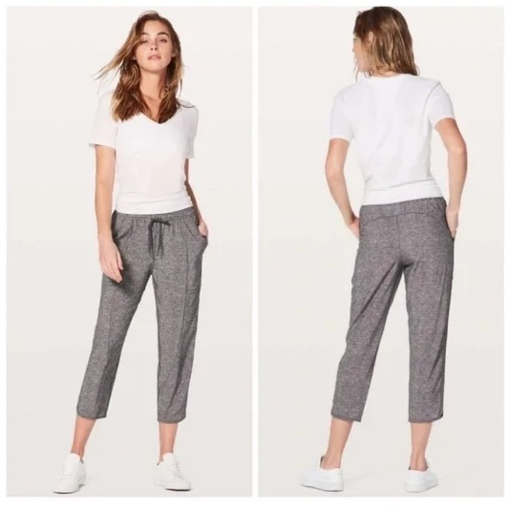 Lululemon Final Play Crop Pants Heather Lux Multi Black Spacedye Grey Size 4‎